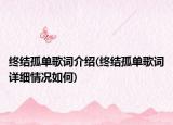 终结孤单歌词介绍(终结孤单歌词详细情况如何)