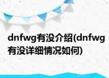 dnfwg有没介绍(dnfwg有没详细情况如何)