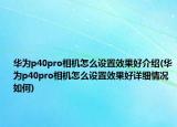 华为p40pro相机怎么设置效果好介绍(华为p40pro相机怎么设置效果好详细情况如何)