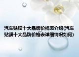 汽车贴膜十大品牌价格表介绍(汽车贴膜十大品牌价格表详细情况如何)