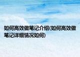 如何高效做笔记介绍(如何高效做笔记详细情况如何)