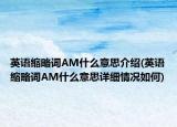 英语缩略词AM什么意思介绍(英语缩略词AM什么意思详细情况如何)