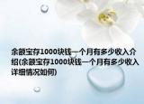 余额宝存1000块钱一个月有多少收入介绍(余额宝存1000块钱一个月有多少收入详细情况如何)