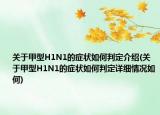 关于甲型H1N1的症状如何判定介绍(关于甲型H1N1的症状如何判定详细情况如何)
