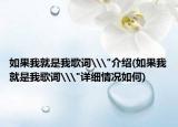 如果我就是我歌词\