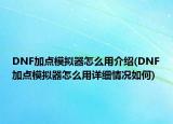 DNF加点模拟器怎么用介绍(DNF加点模拟器怎么用详细情况如何)