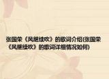 张国荣《风继续吹》的歌词介绍(张国荣《风继续吹》的歌词详细情况如何)