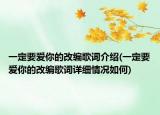 一定要爱你的改编歌词介绍(一定要爱你的改编歌词详细情况如何)