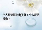 个人征信报告电子版（个人征信报告）