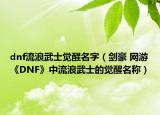 dnf流浪武士觉醒名字（剑豪 网游《DNF》中流浪武士的觉醒名称）