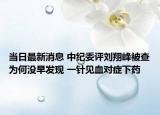 当日最新消息 中纪委评刘翔峰被查为何没早发现 一针见血对症下药