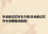 失去的记忆作文介绍(失去的记忆作文详细情况如何)