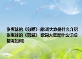 张惠妹的《剪爱》(歌词大意是什么介绍 张惠妹的《剪爱》 歌词大意是什么详细情况如何)