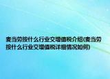 麦当劳按什么行业交增值税介绍(麦当劳按什么行业交增值税详细情况如何)