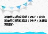 简单用CE修改游戏（DNF）介绍(简单用CE修改游戏（DNF）详细情况如何)