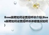 Boss直聘如何设置招呼语介绍(Boss直聘如何设置招呼语详细情况如何)