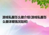 游戏私服怎么做介绍(游戏私服怎么做详细情况如何)