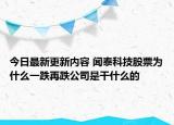 今日最新更新内容 闻泰科技股票为什么一跌再跌公司是干什么的