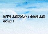 孩子生水痘怎么办（小孩生水痘怎么办）