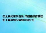 怎么关闭京东白条 详细的操作教程如下具体情况详细内容介绍