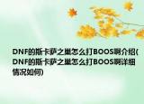 DNF的斯卡萨之巢怎么打BOOS啊介绍(DNF的斯卡萨之巢怎么打BOOS啊详细情况如何)