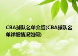 CBA球队名单介绍(CBA球队名单详细情况如何)