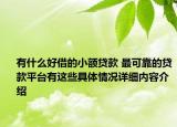 有什么好借的小额贷款 最可靠的贷款平台有这些具体情况详细内容介绍