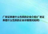 广发证券是什么性质的企业介绍(广发证券是什么性质的企业详细情况如何)