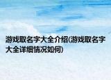 游戏取名字大全介绍(游戏取名字大全详细情况如何)