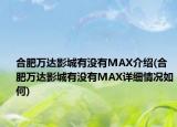 合肥万达影城有没有MAX介绍(合肥万达影城有没有MAX详细情况如何)