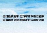 当日最新消息 房贷审批不通过的原因有哪些 原因与解决方法都在这里