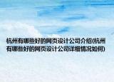 杭州有哪些好的网页设计公司介绍(杭州有哪些好的网页设计公司详细情况如何)
