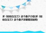 求《皎皎白玉兰》这个曲子介绍(求《皎皎白玉兰》这个曲子详细情况如何)