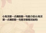 心有灵犀一点通的前一句是介绍(心有灵犀一点通的前一句是详细情况如何)