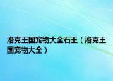 洛克王国宠物大全石王（洛克王国宠物大全）