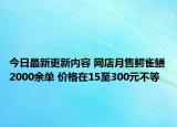 今日最新更新内容 网店月售鳄雀鳝2000余单 价格在15至300元不等