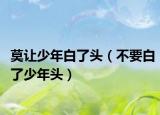 莫让少年白了头（不要白了少年头）