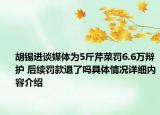 胡锡进谈媒体为5斤芹菜罚6.6万辩护 后续罚款退了吗具体情况详细内容介绍