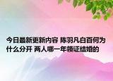 今日最新更新内容 陈羽凡白百何为什么分开 两人哪一年领证结婚的