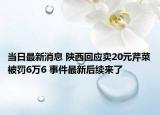 当日最新消息 陕西回应卖20元芹菜被罚6万6 事件最新后续来了
