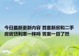 今日最新更新内容 首套新房和二手房房贷利率一样吗 答案一目了然