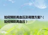 如何预防高血压及调理方案?（如何预防高血压）