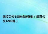 武汉公交19路线路查询（武汉公交J209路）
