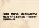 教育部王登峰被查 一周前曾公开露面详细内容 教育部王登峰被查 一周前曾公开露面具体介绍