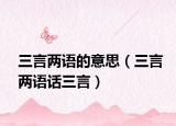 三言两语的意思（三言两语话三言）