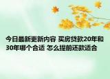 今日最新更新内容 买房贷款20年和30年哪个合适 怎么提前还款适合
