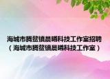 海城市腾鳌镇晨曦科技工作室招聘（海城市腾鳌镇晨曦科技工作室）