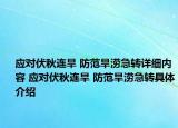 应对伏秋连旱 防范旱涝急转详细内容 应对伏秋连旱 防范旱涝急转具体介绍