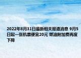 2022年8月31日最新相关报道消息 9月5日起一张机票便宜20元 燃油附加费再度下降