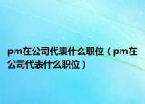 pm在公司代表什么职位（pm在公司代表什么职位）